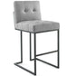 Modway Privy Black Stainless Steel Upholstered Fabric Bar Stool FredCo