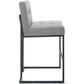 Modway Privy Black Stainless Steel Upholstered Fabric Bar Stool FredCo