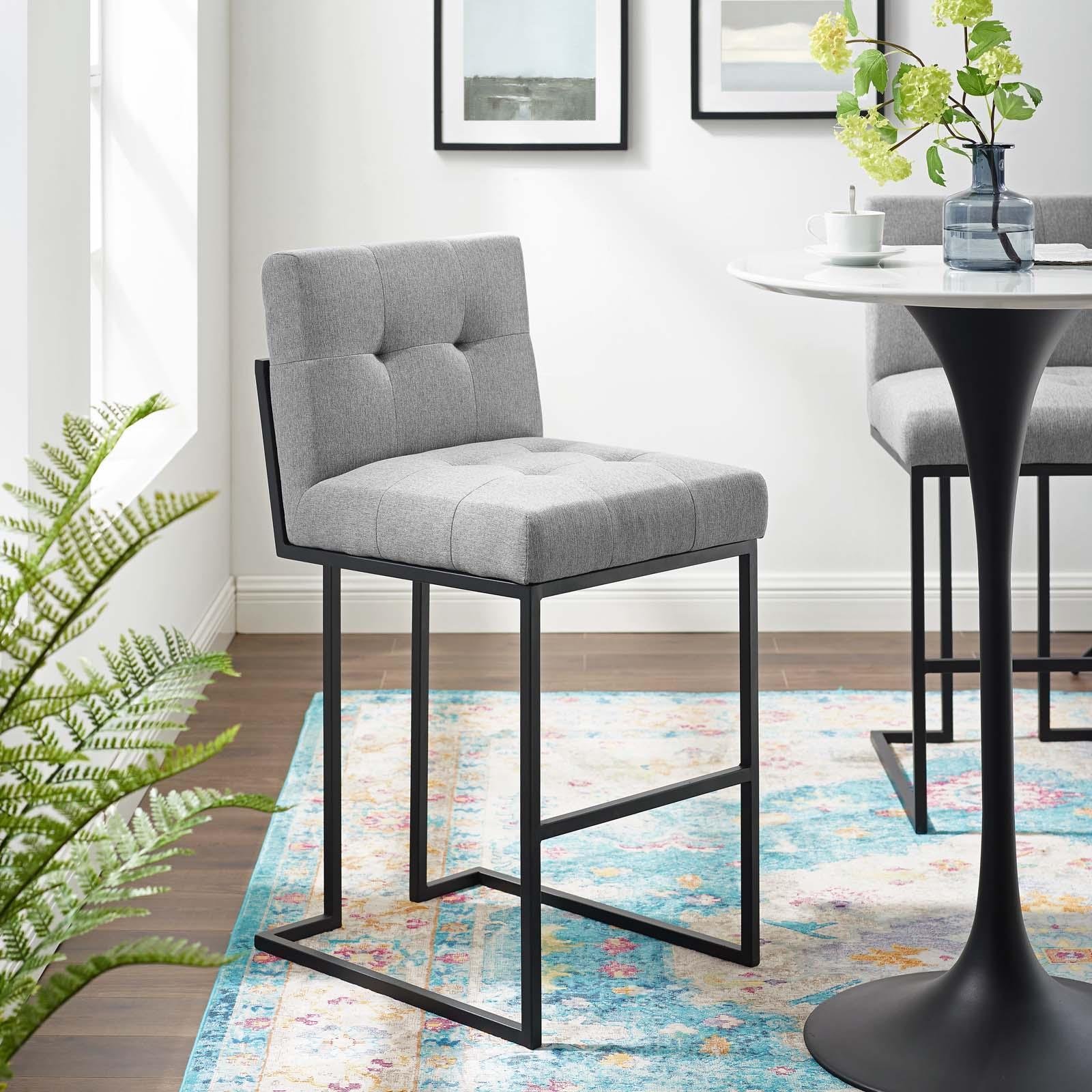 Modway Privy Black Stainless Steel Upholstered Fabric Bar Stool FredCo