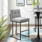 Modway Privy Black Stainless Steel Upholstered Fabric Bar Stool FredCo