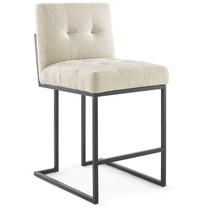 Modway Privy Black Stainless Steel Upholstered Fabric Counter Stool FredCo