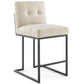 Modway Privy Black Stainless Steel Upholstered Fabric Counter Stool FredCo