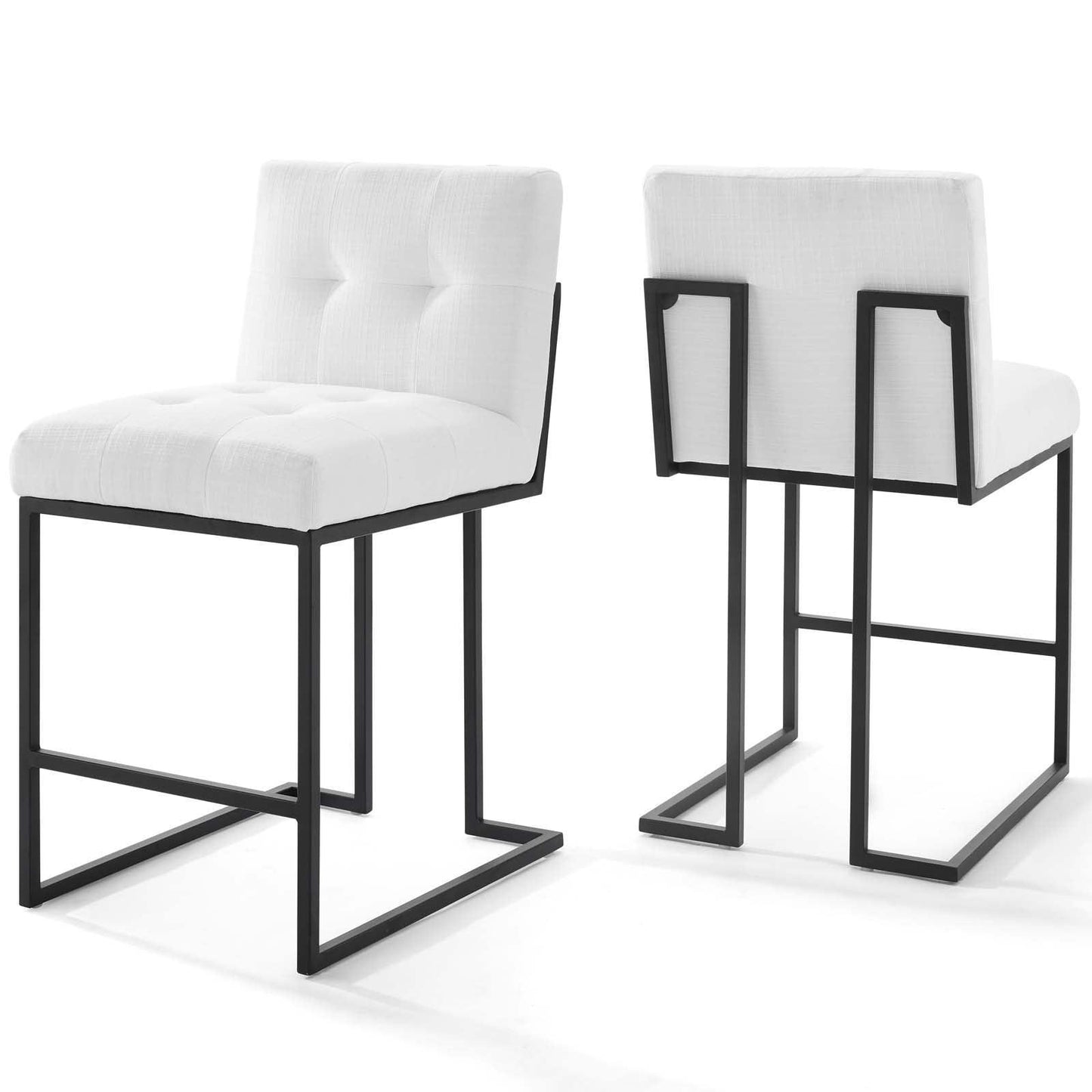 Modway Privy Black Stainless Steel Upholstered Fabric Counter Stool Set of 2 FredCo