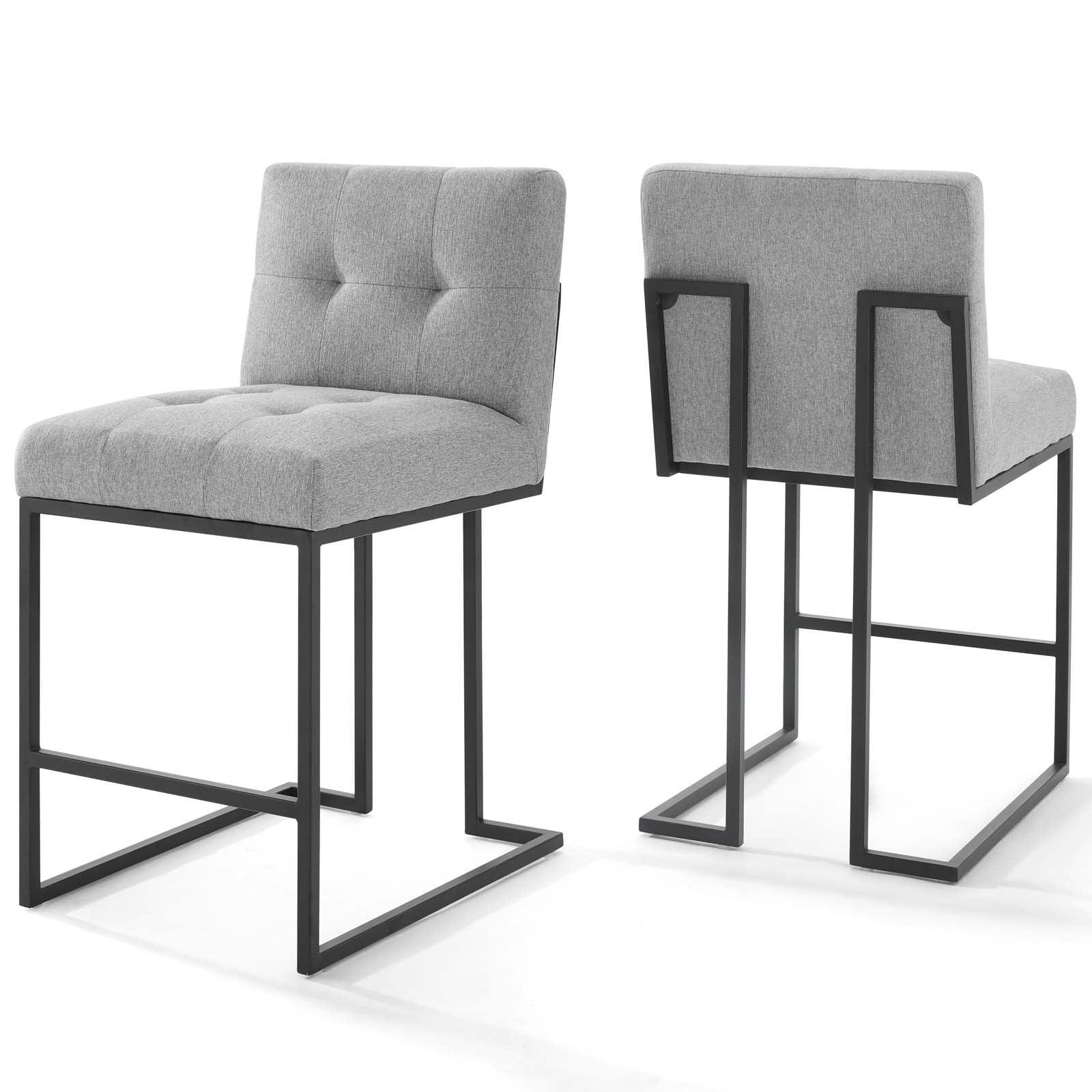 Modway Privy Black Stainless Steel Upholstered Fabric Counter Stool Set of 2 FredCo