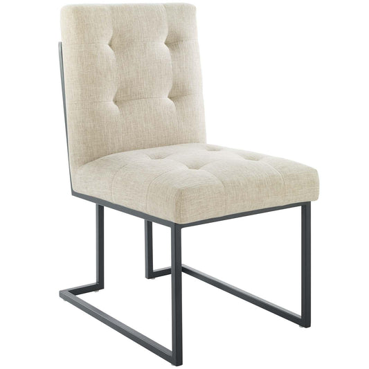 Modway Privy Black Stainless Steel Upholstered Fabric Dining Chair FredCo