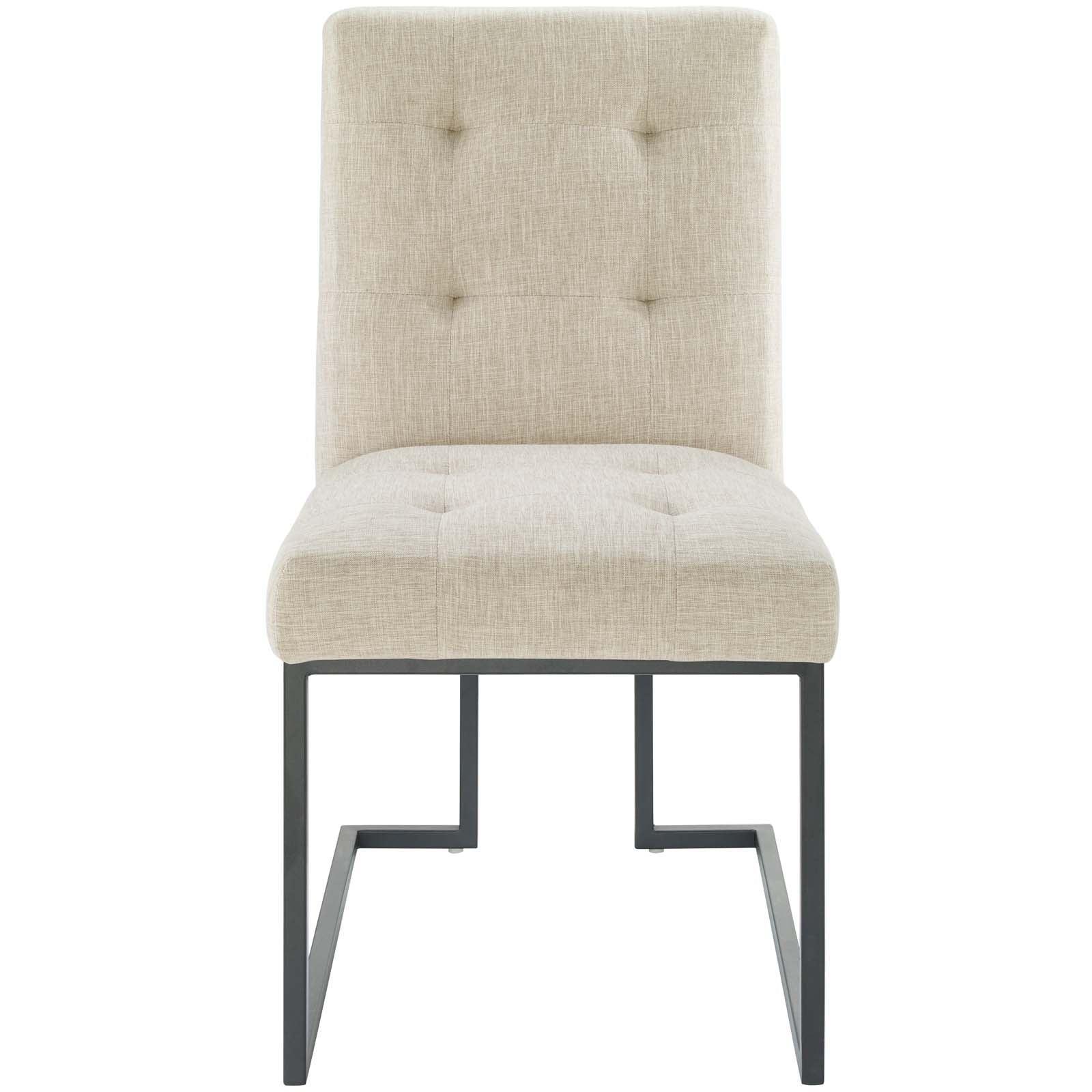 Modway Privy Black Stainless Steel Upholstered Fabric Dining Chair FredCo