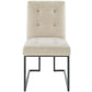 Modway Privy Black Stainless Steel Upholstered Fabric Dining Chair FredCo