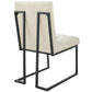 Modway Privy Black Stainless Steel Upholstered Fabric Dining Chair FredCo