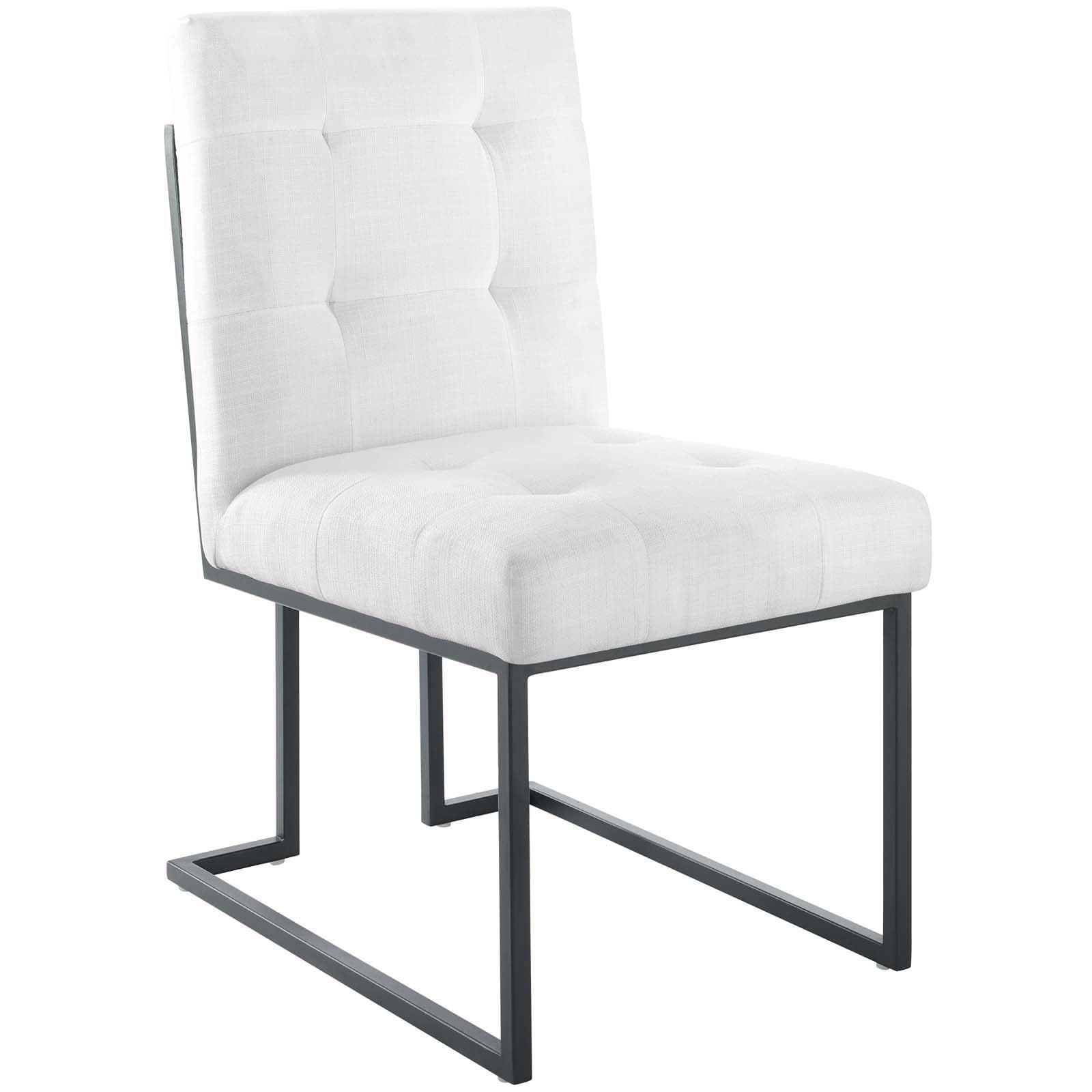 Modway Privy Black Stainless Steel Upholstered Fabric Dining Chair FredCo