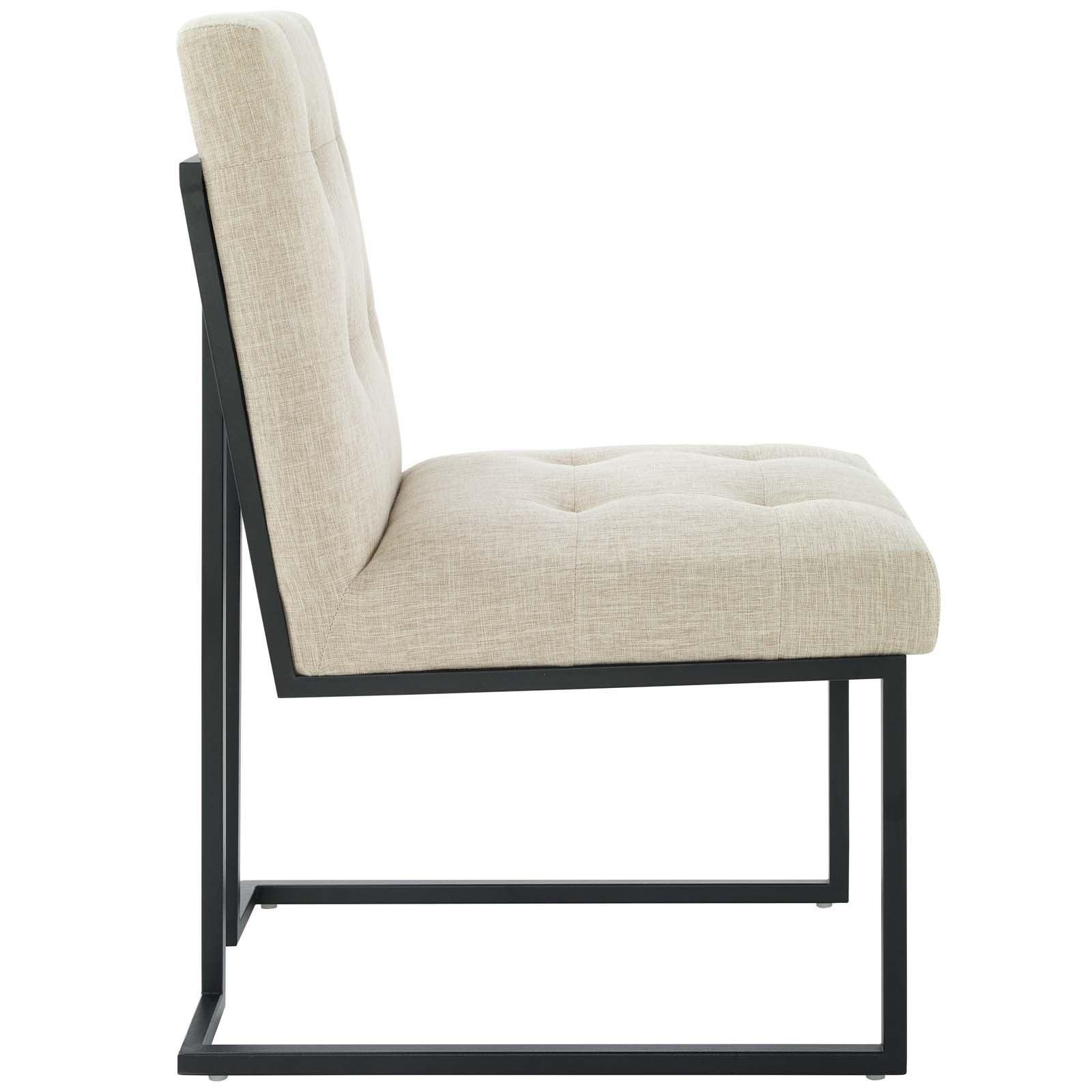 Modway Privy Black Stainless Steel Upholstered Fabric Dining Chair FredCo