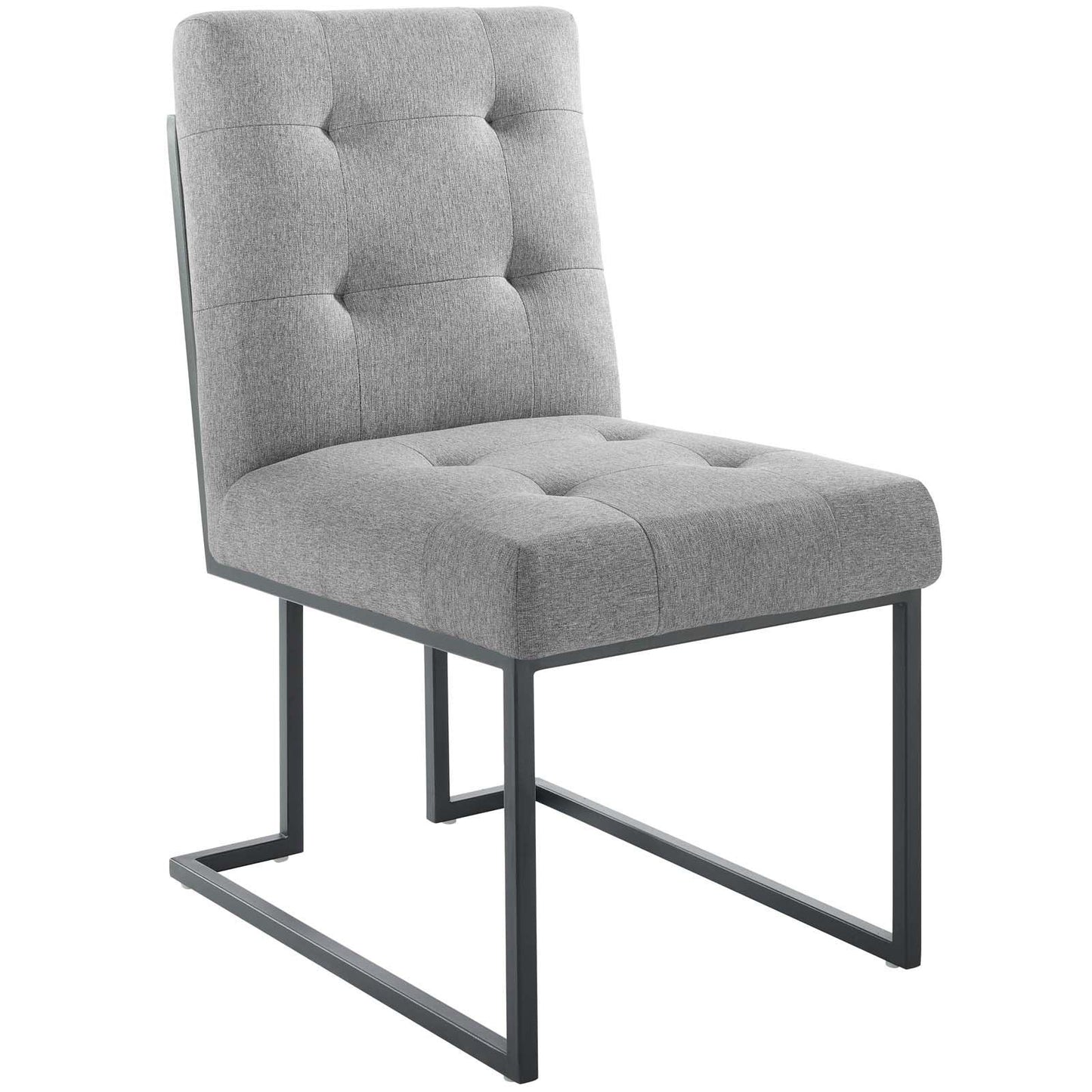 Modway Privy Black Stainless Steel Upholstered Fabric Dining Chair FredCo