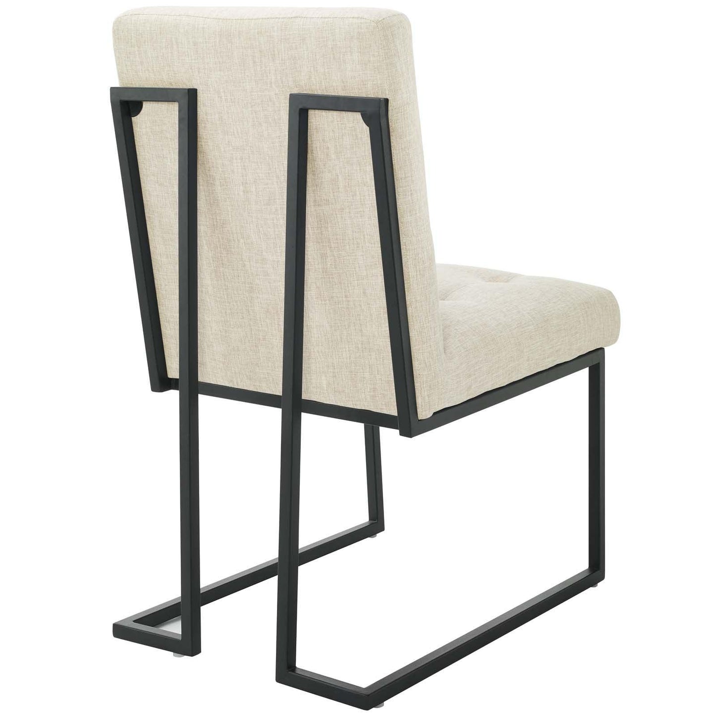 Modway Privy Black Stainless Steel Upholstered Fabric Dining Chair Set of 2 FredCo