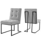 Modway Privy Black Stainless Steel Upholstered Fabric Dining Chair Set of 2 FredCo