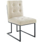 Modway Privy Black Stainless Steel Upholstered Fabric Dining Chair Set of 2 FredCo