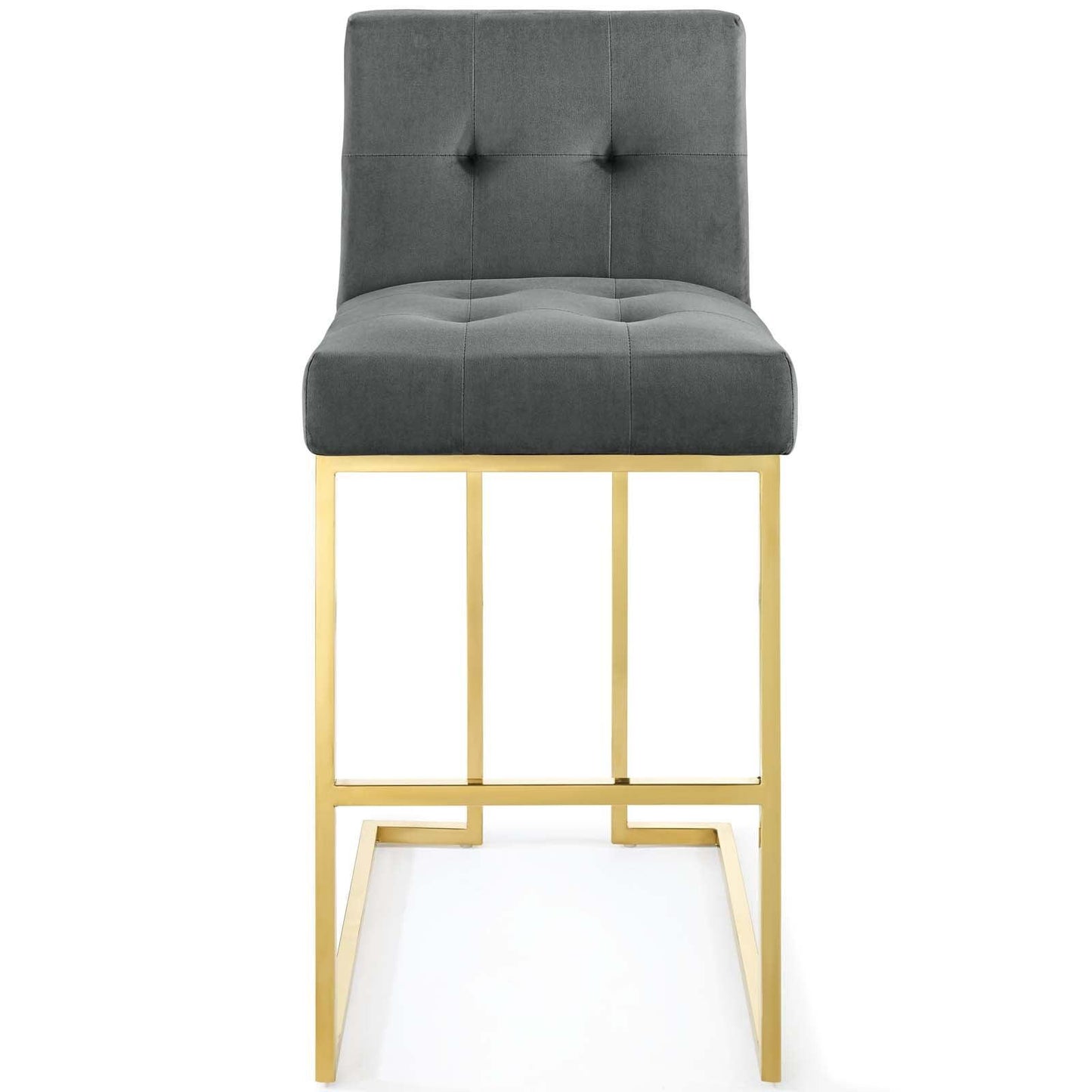 Modway Privy Gold Stainless Steel Performance Velvet Bar Stool FredCo
