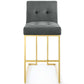 Modway Privy Gold Stainless Steel Performance Velvet Bar Stool FredCo