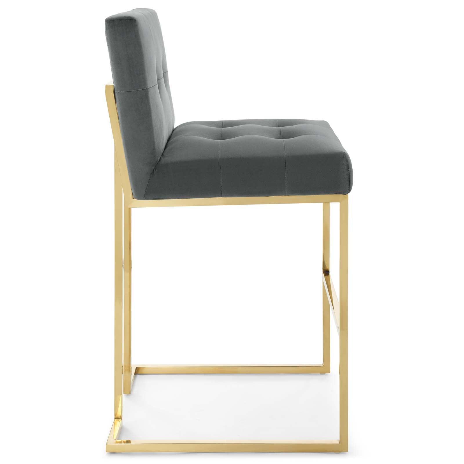 Modway Privy Gold Stainless Steel Performance Velvet Bar Stool FredCo