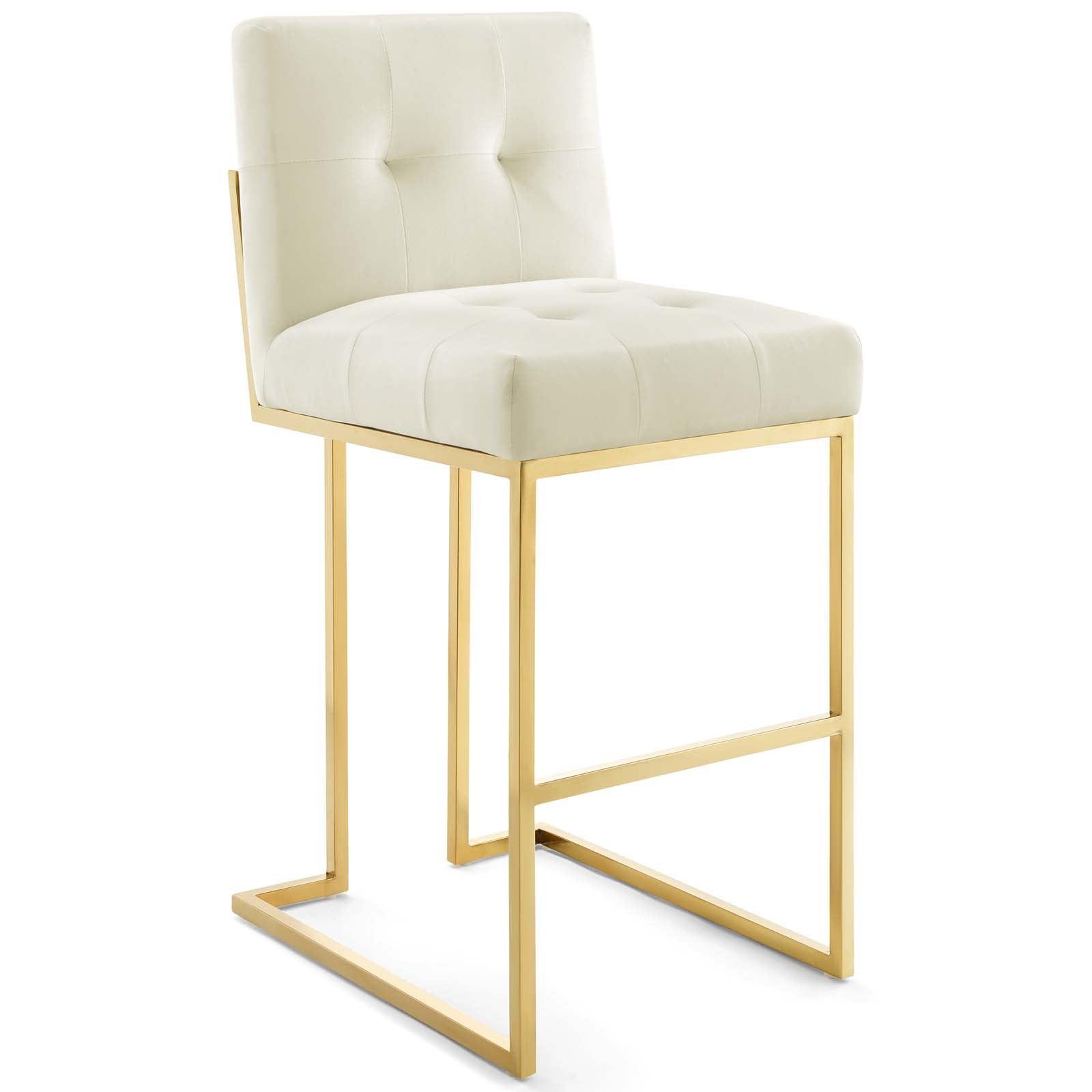 Modway Privy Gold Stainless Steel Performance Velvet Bar Stool FredCo