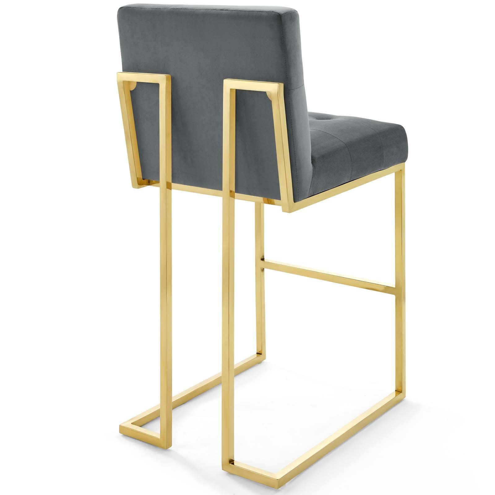 Modway Privy Gold Stainless Steel Performance Velvet Bar Stool FredCo