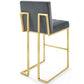 Modway Privy Gold Stainless Steel Performance Velvet Bar Stool FredCo