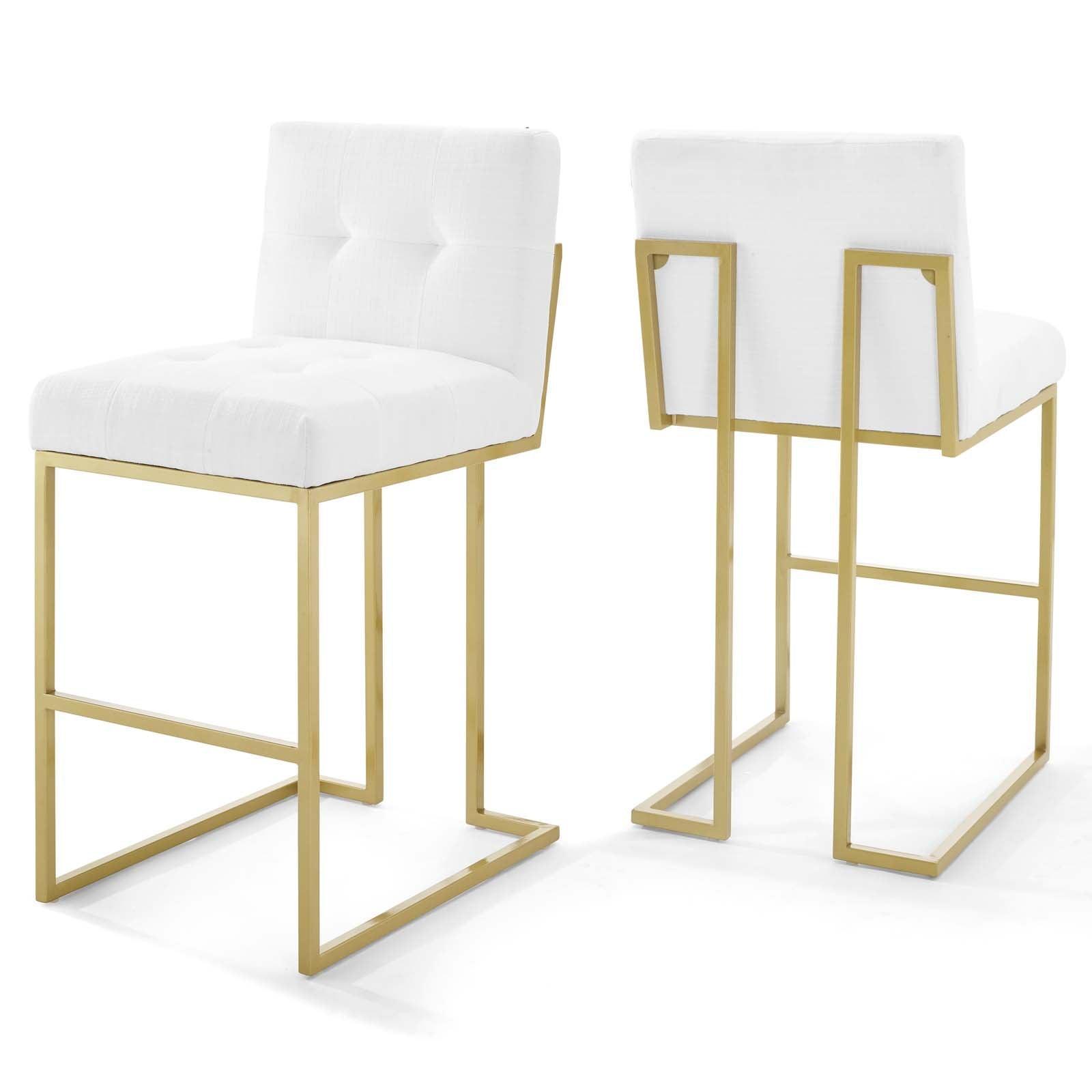 Modway Privy Gold Stainless Steel Performance Velvet Bar Stool Set of 2, EEI-4157 FredCo