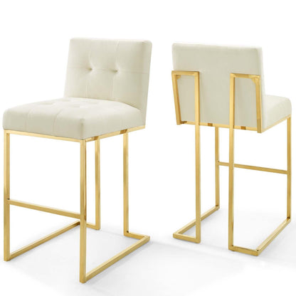 Modway Privy Gold Stainless Steel Performance Velvet Bar Stool Set of 2, EEI-4158 FredCo