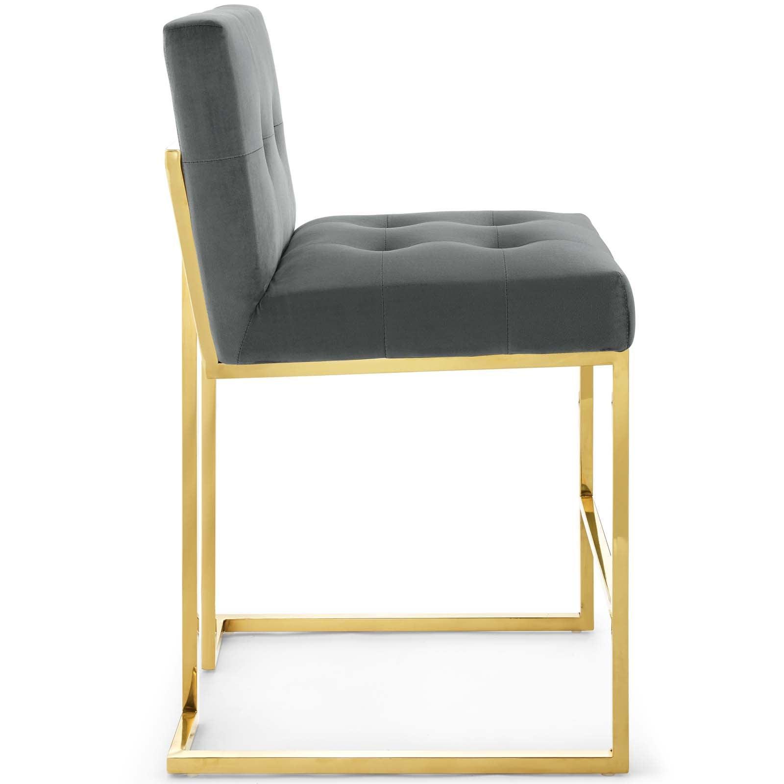 Modway Privy Gold Stainless Steel Performance Velvet Counter Stool FredCo