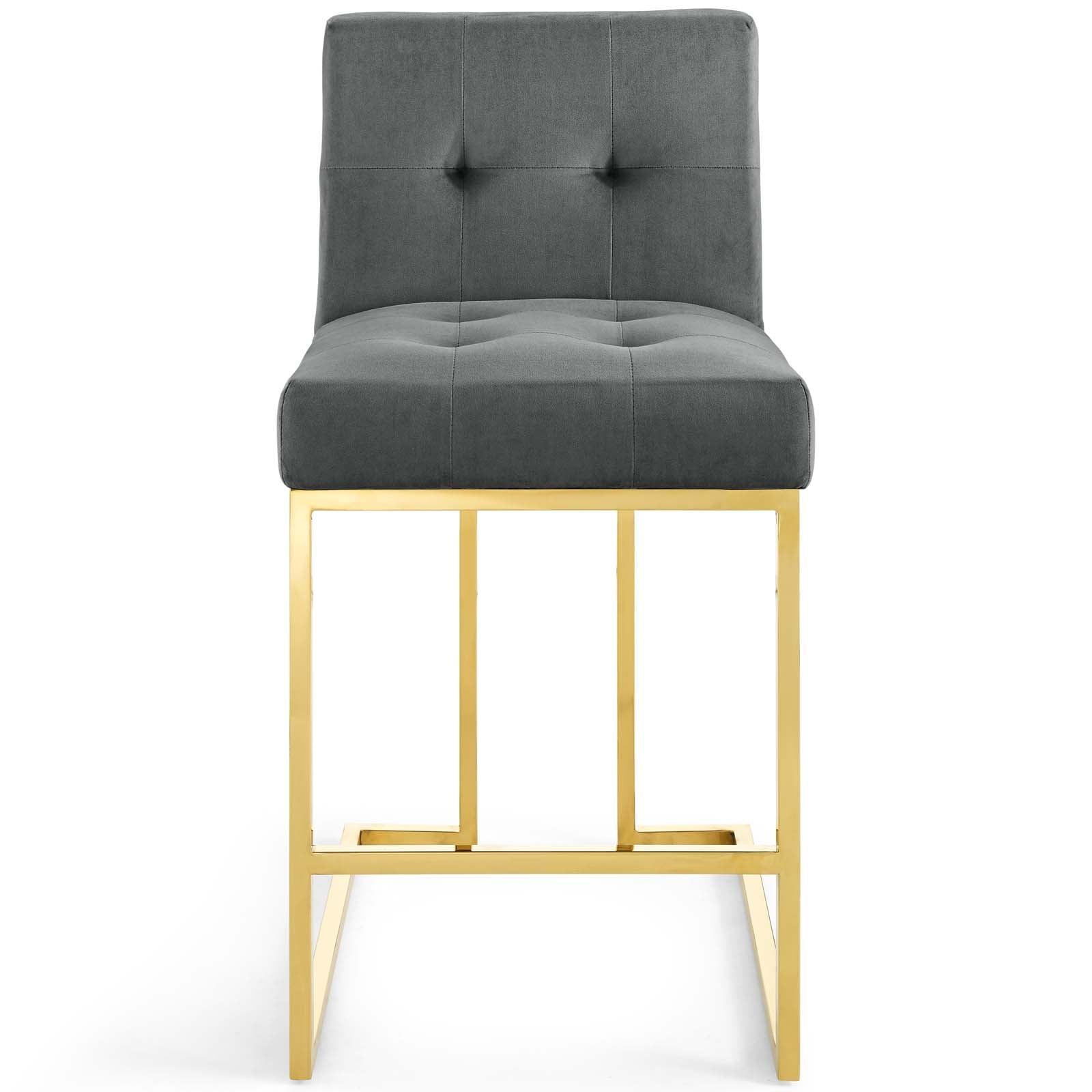 Modway Privy Gold Stainless Steel Performance Velvet Counter Stool FredCo