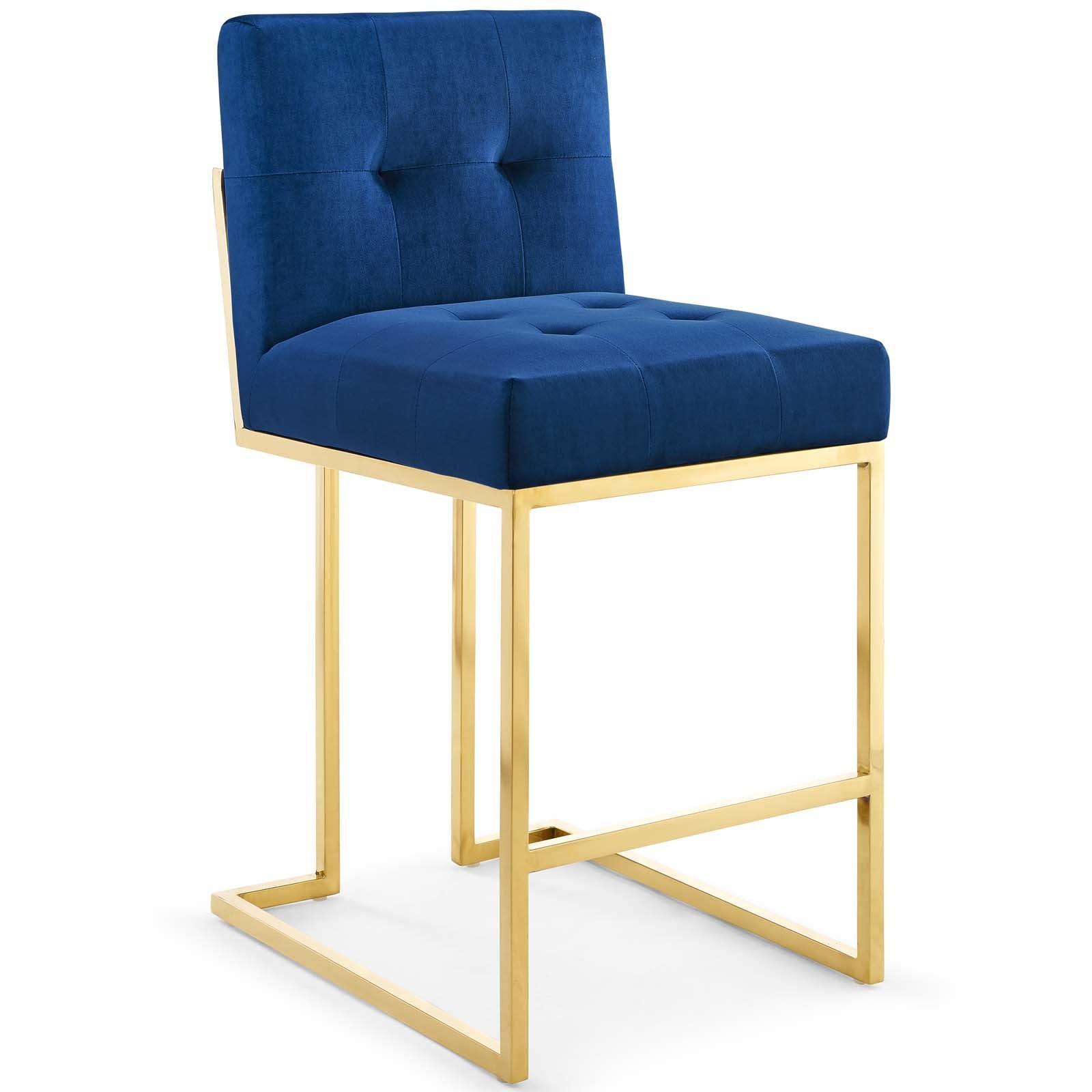Modway Privy Gold Stainless Steel Performance Velvet Counter Stool FredCo