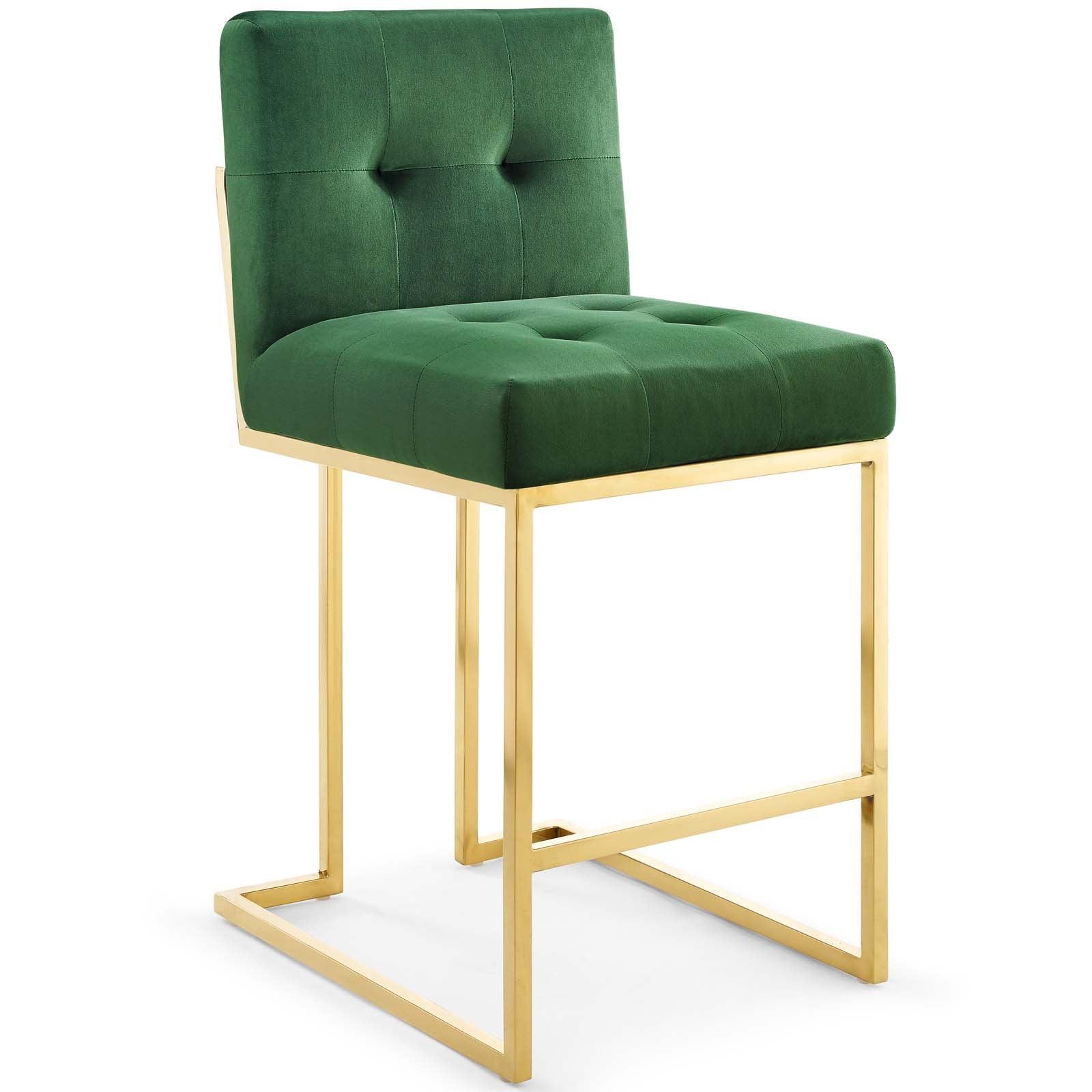 Modway Privy Gold Stainless Steel Performance Velvet Counter Stool FredCo