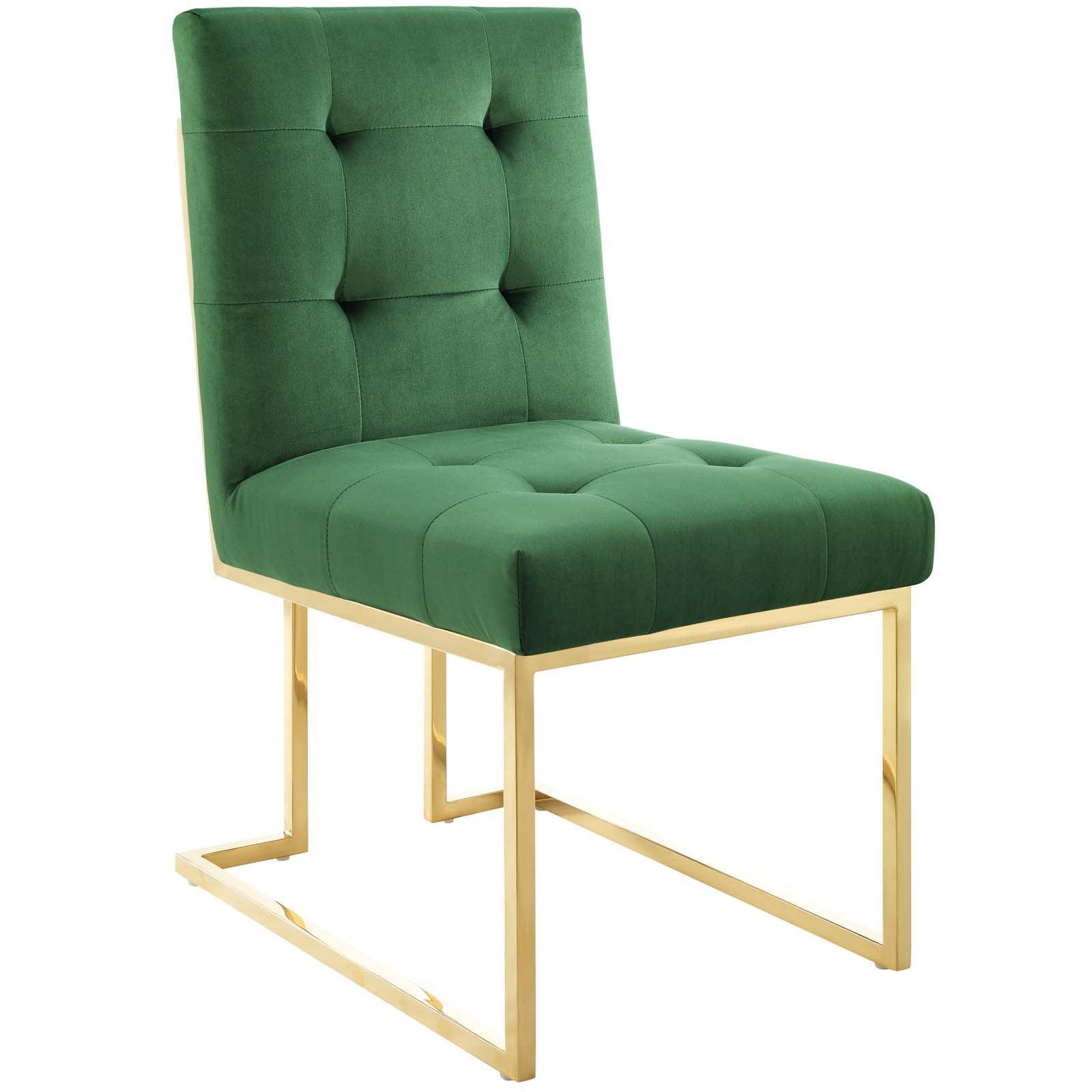 Modway Privy Gold Stainless Steel Performance Velvet Dining Chair FredCo