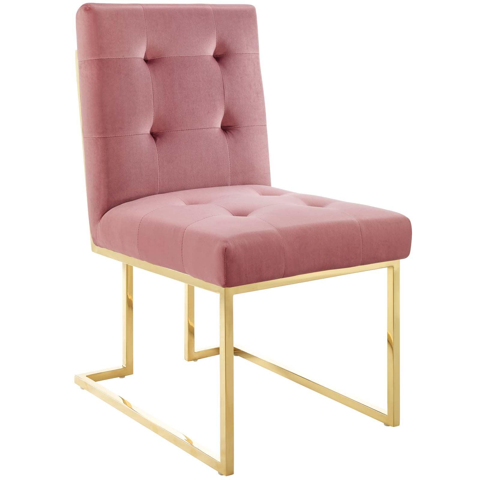 Modway Privy Gold Stainless Steel Performance Velvet Dining Chair FredCo