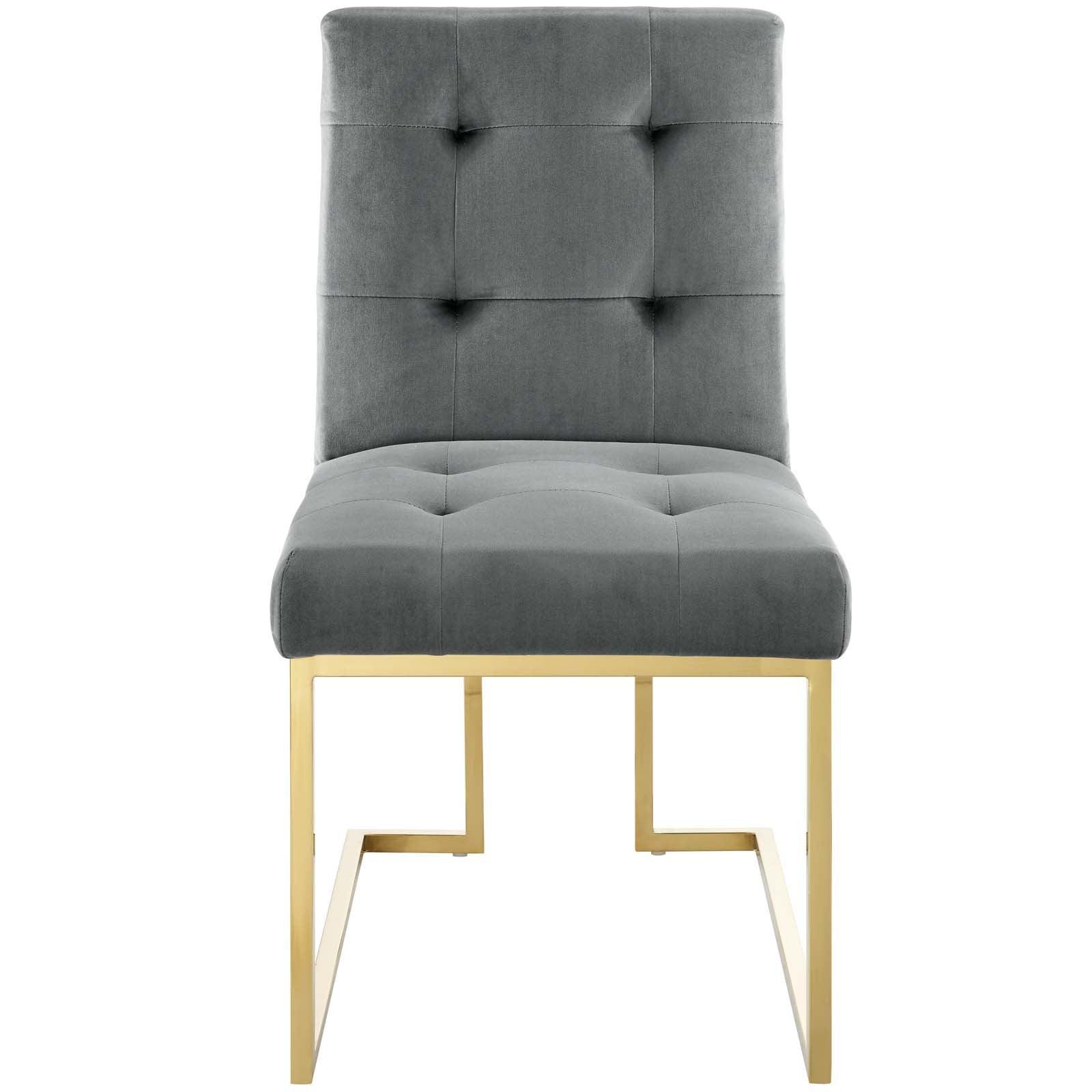 Modway Privy Gold Stainless Steel Performance Velvet Dining Chair FredCo