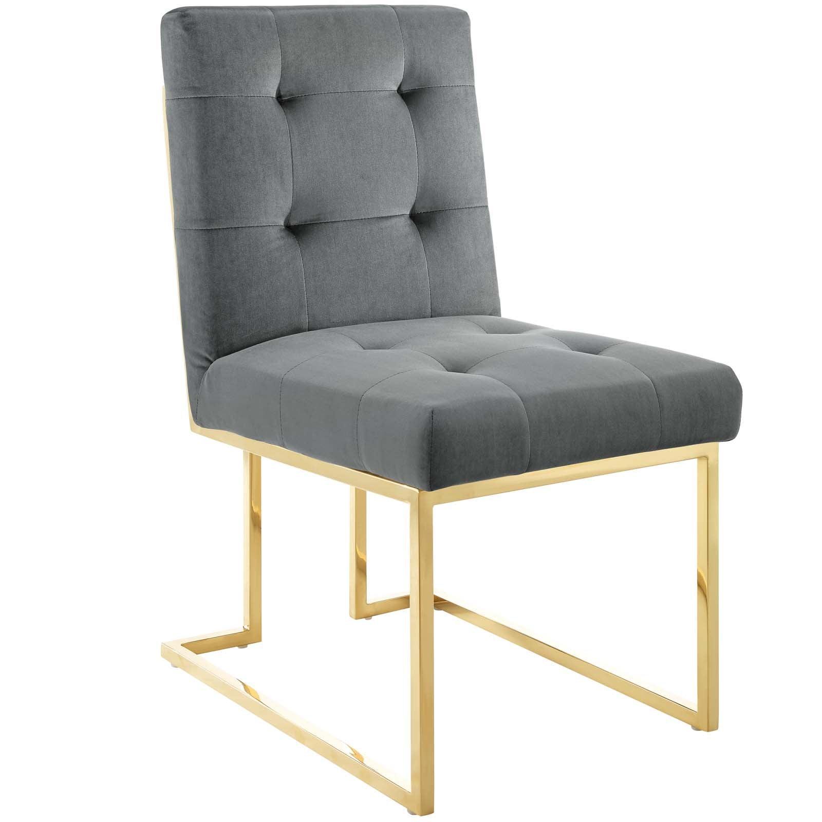 Modway Privy Gold Stainless Steel Performance Velvet Dining Chair FredCo