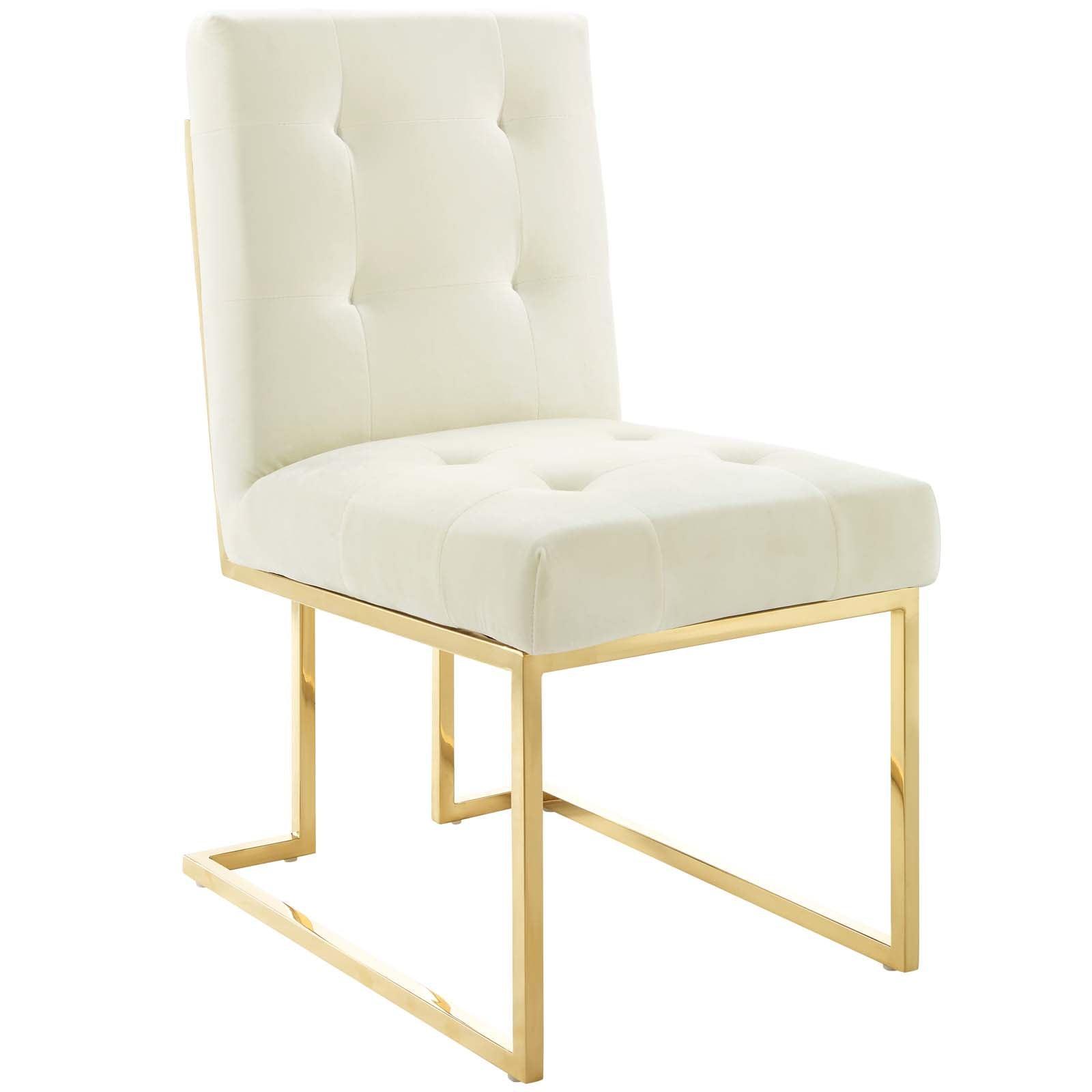 Modway Privy Gold Stainless Steel Performance Velvet Dining Chair FredCo
