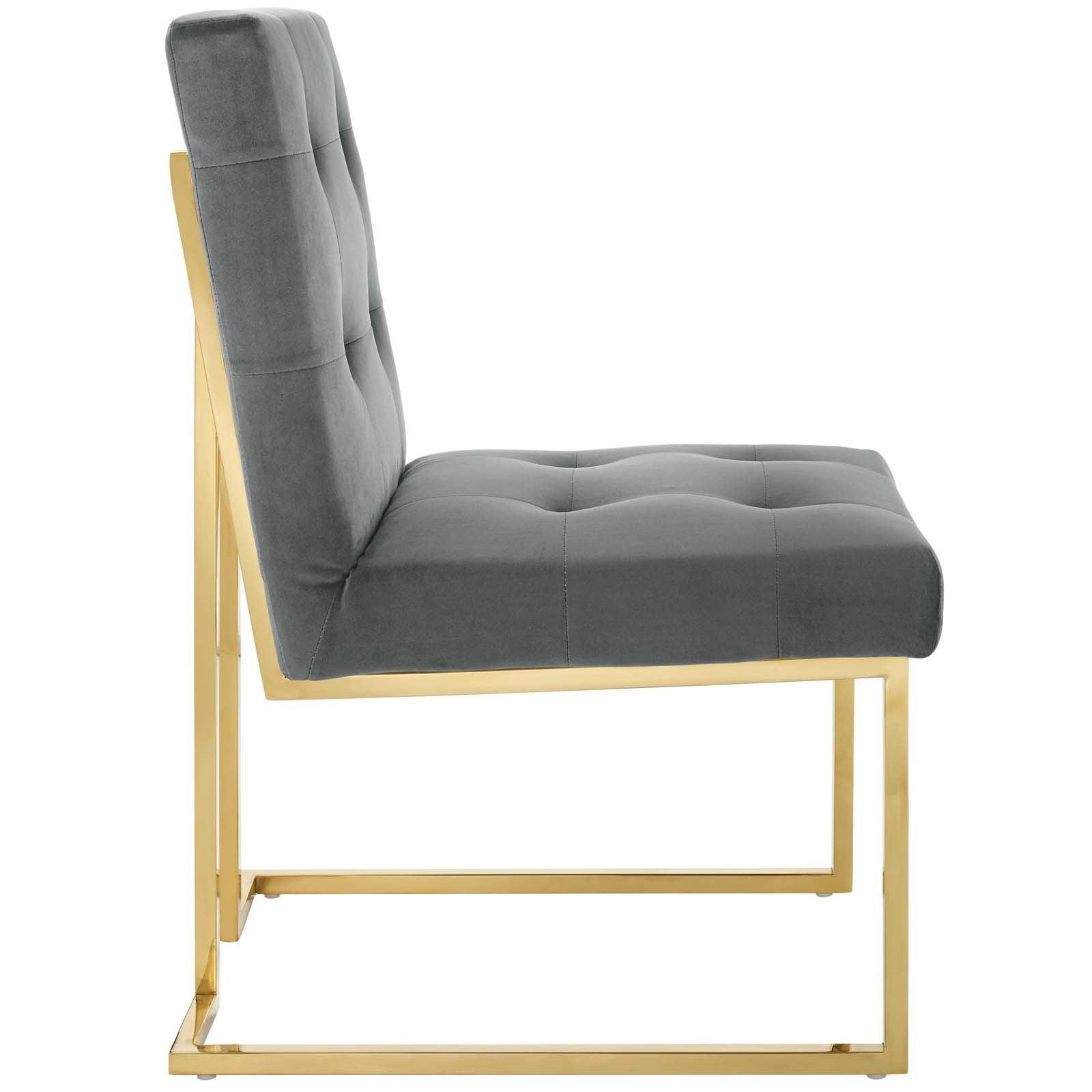 Modway Privy Gold Stainless Steel Performance Velvet Dining Chair FredCo
