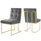 Modway Privy Gold Stainless Steel Performance Velvet Dining Chair Set of 2 FredCo