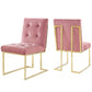 Modway Privy Gold Stainless Steel Performance Velvet Dining Chair Set of 2 FredCo