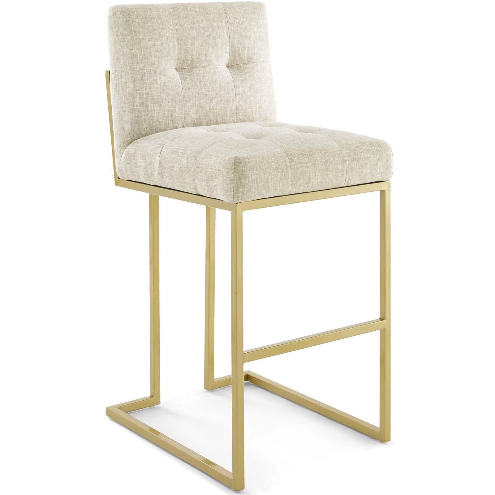 Modway Privy Gold Stainless Steel Upholstered Fabric Bar Stool FredCo
