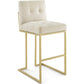 Modway Privy Gold Stainless Steel Upholstered Fabric Bar Stool FredCo
