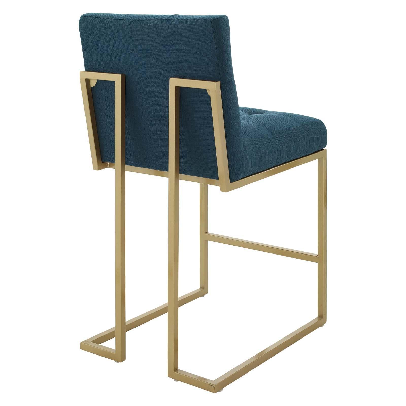 Modway Privy Gold Stainless Steel Upholstered Fabric Counter Stool FredCo