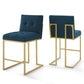 Modway Privy Gold Stainless Steel Upholstered Fabric Counter Stool Set of 2 FredCo