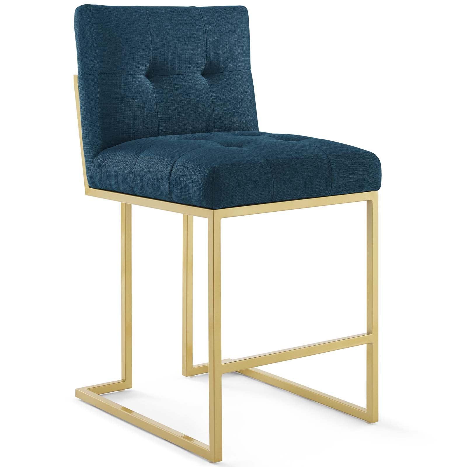 Modway Privy Gold Stainless Steel Upholstered Fabric Counter Stool Set of 2 FredCo