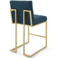 Modway Privy Gold Stainless Steel Upholstered Fabric Counter Stool Set of 2 FredCo