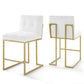 Modway Privy Gold Stainless Steel Upholstered Fabric Counter Stool Set of 2 FredCo