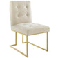 Modway Privy Gold Stainless Steel Upholstered Fabric Dining Accent Chair FredCo