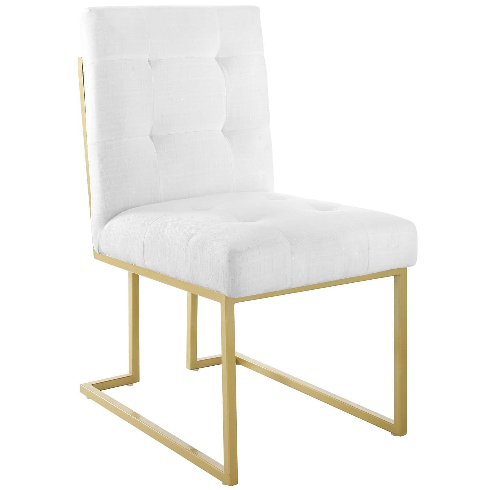 Modway Privy Gold Stainless Steel Upholstered Fabric Dining Accent Chair FredCo
