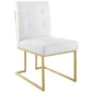 Modway Privy Gold Stainless Steel Upholstered Fabric Dining Accent Chair FredCo