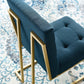 Modway Privy Gold Stainless Steel Upholstered Fabric Dining Accent Chair FredCo