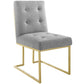 Modway Privy Gold Stainless Steel Upholstered Fabric Dining Accent Chair FredCo